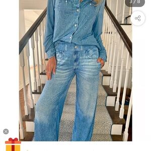 Women's Size 0X Light Blue Denim Stretch Loungewear #26